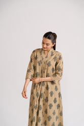 Beige and black mughal buta block print cotton co-ord set – Ekisha ethnic wear
