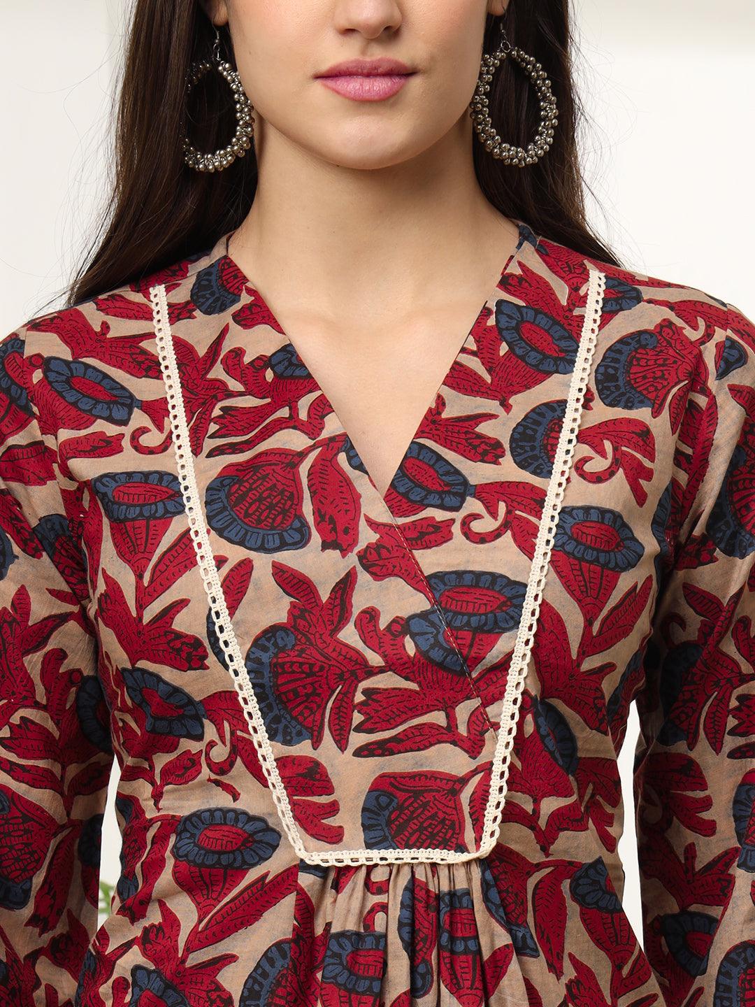 Ekisha's women multicolor floral printed cotton co-ord set lounge wear - Ekisha