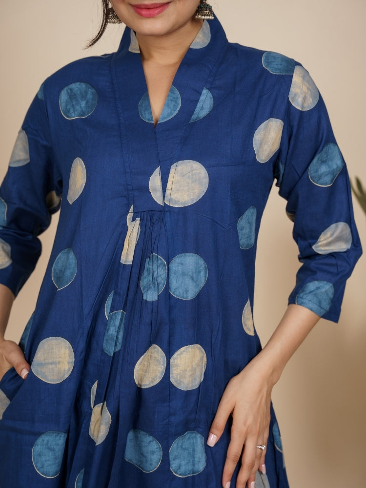 Ekisha's women blue designer moon printed cotton co-ord set lounge wear, detailed view