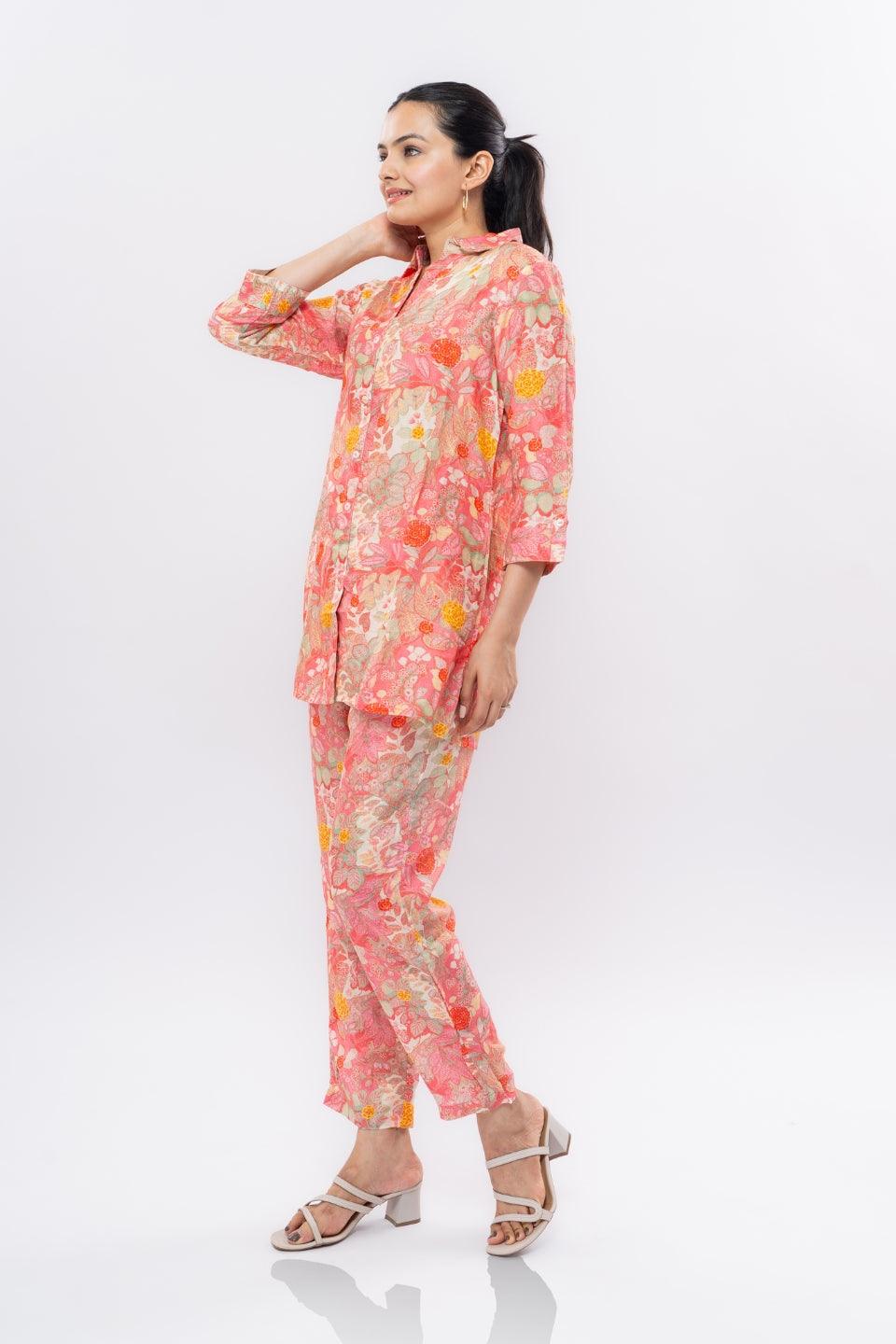 Ekisha's women muslin printed multicolor co-ord set - Ekisha