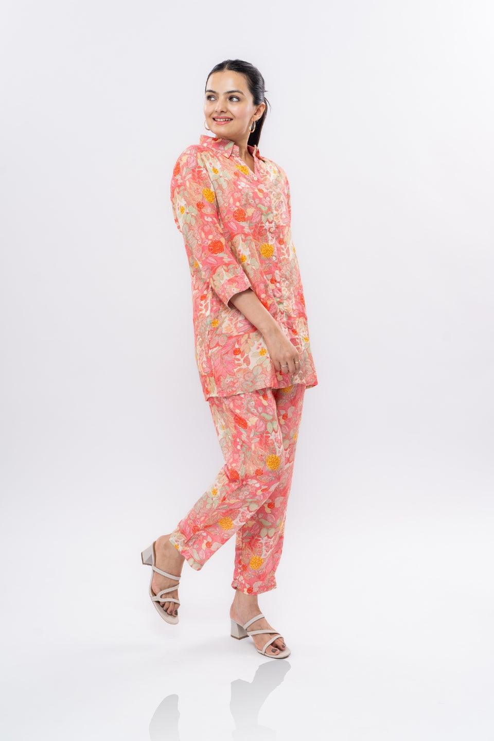 Ekisha's women muslin printed multicolor co-ord set - Ekisha