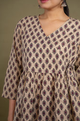 Women multicolor floral angrakha printed cotton tunic top short kurti, detailed view