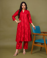 women-coord-set-red-floral-back-view-cotton-ekisha
