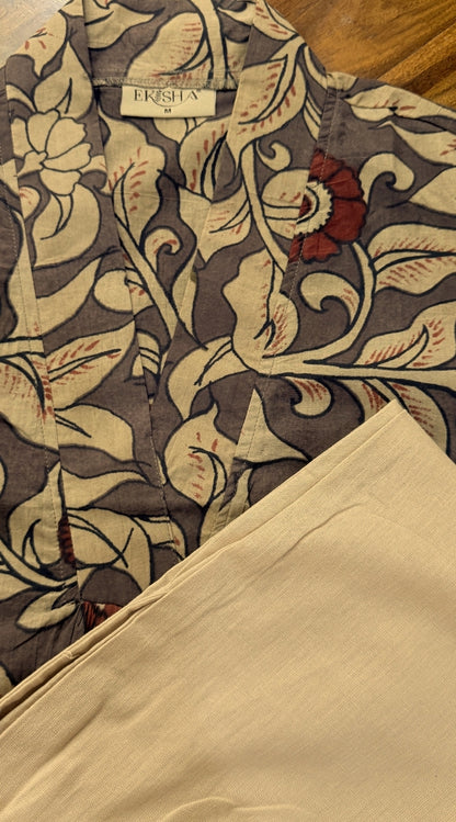 Women printed pure cotton co-ord set comfortable cotton lounge wear outfit, detailed view