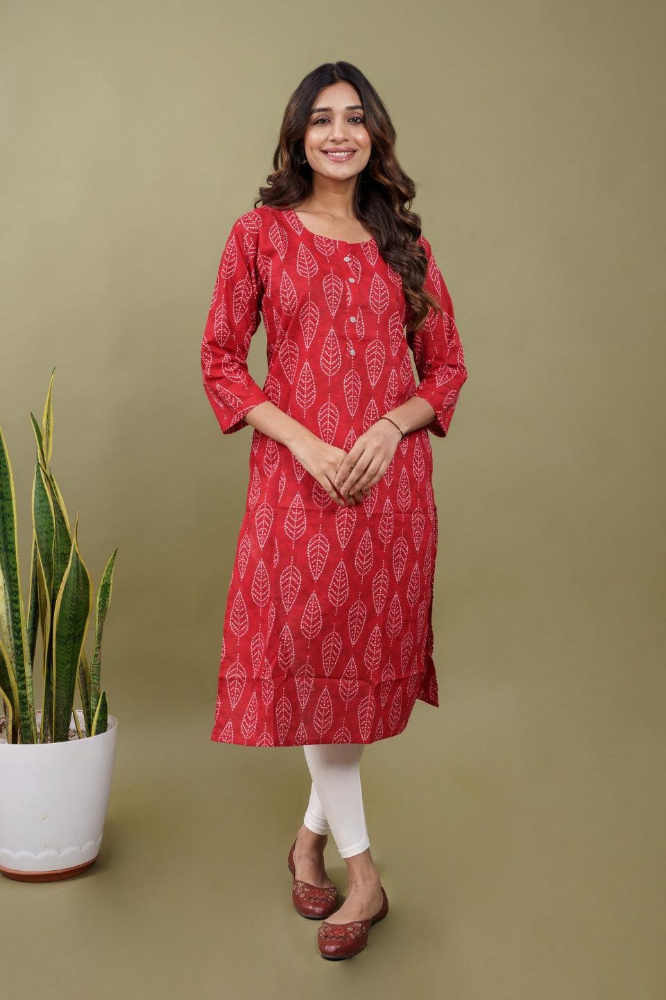 Ekisha women's maroon beautiful designer printed floral printed straight kurta kurti - Ekisha