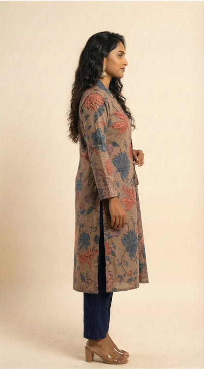 Multicolor Designer Women Printed Pure Cotton Co-Ord Set, side view