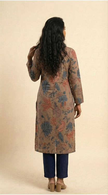 Multicolor Designer Women Printed Pure Cotton Co-Ord Set, back view