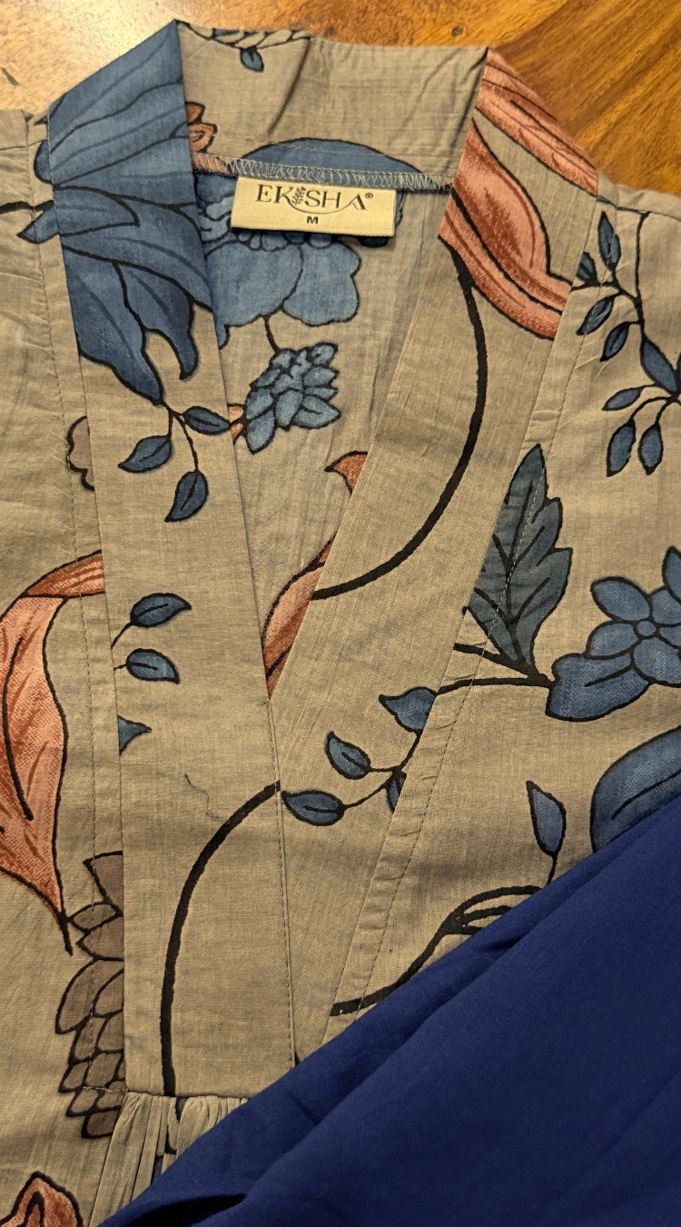 Multicolor Designer Women Printed Pure Cotton Co-Ord Set, detailed view