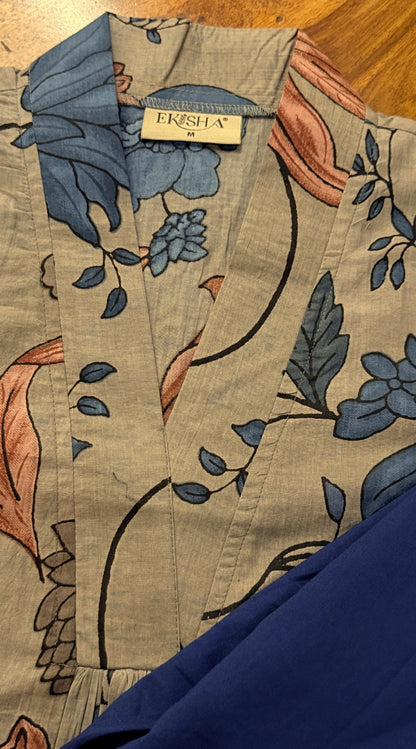 Multicolor Designer Women Printed Pure Cotton Co-Ord Set, detailed view