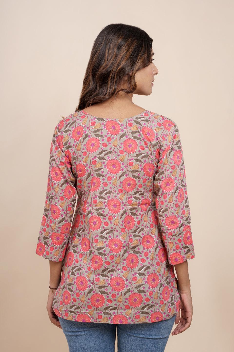 Ekisha's women multicolor beautiful designer floral printed cotton tunic top short kurti - Ekisha