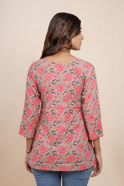Ekisha's women multicolor beautiful designer floral printed cotton tunic top short kurti - Ekisha
