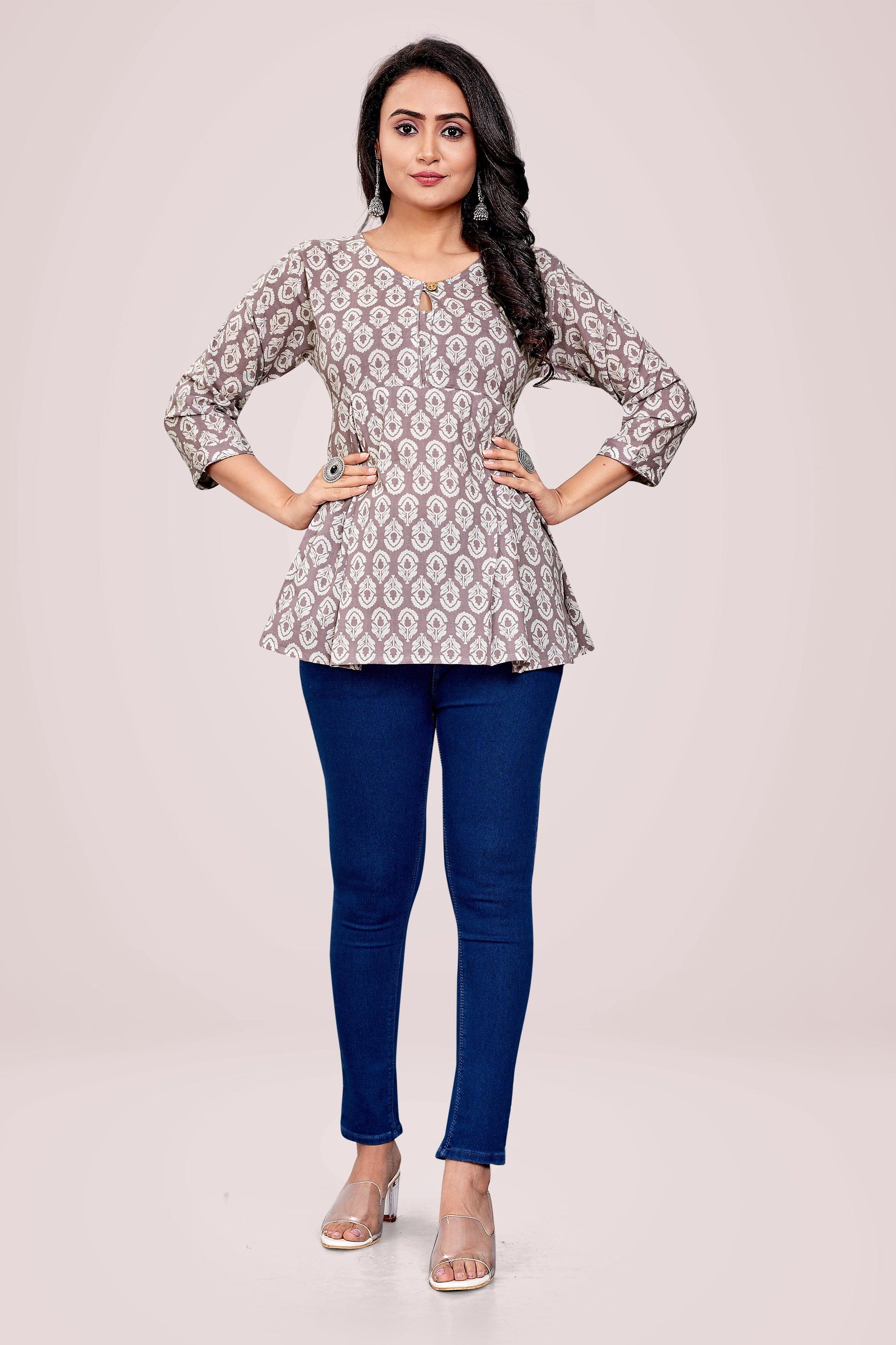 Ekisha's women printed paisley multicolor cotton tunic top short kurti - Ekisha