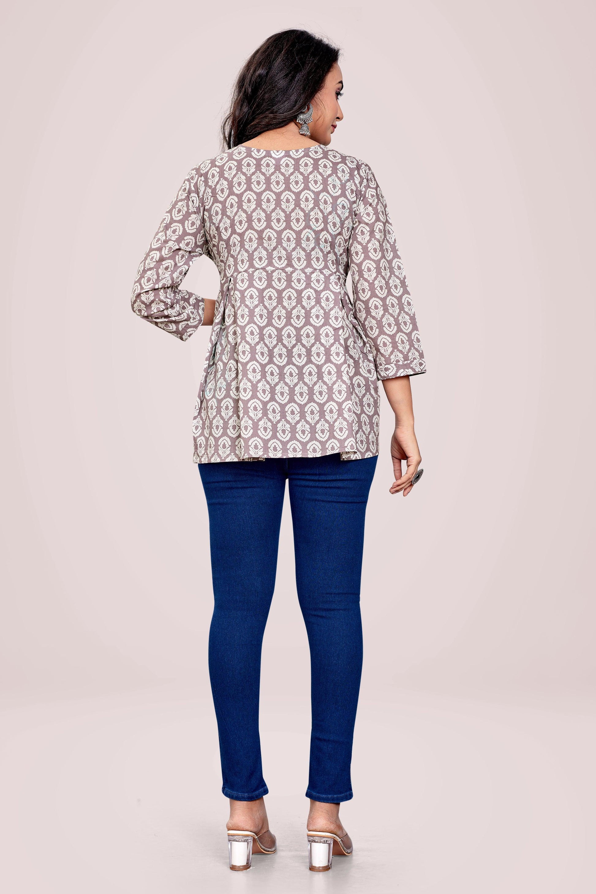 Ekisha's women printed paisley multicolor cotton tunic top short kurti - Ekisha