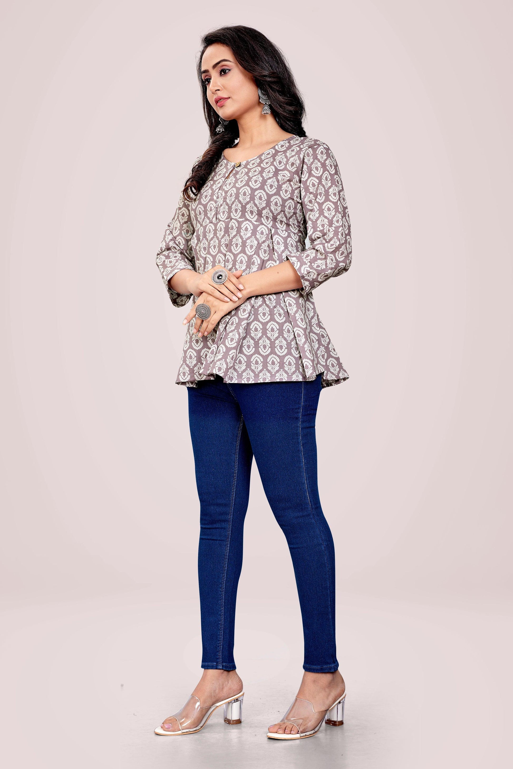 Ekisha's women printed paisley multicolor cotton tunic top short kurti - Ekisha