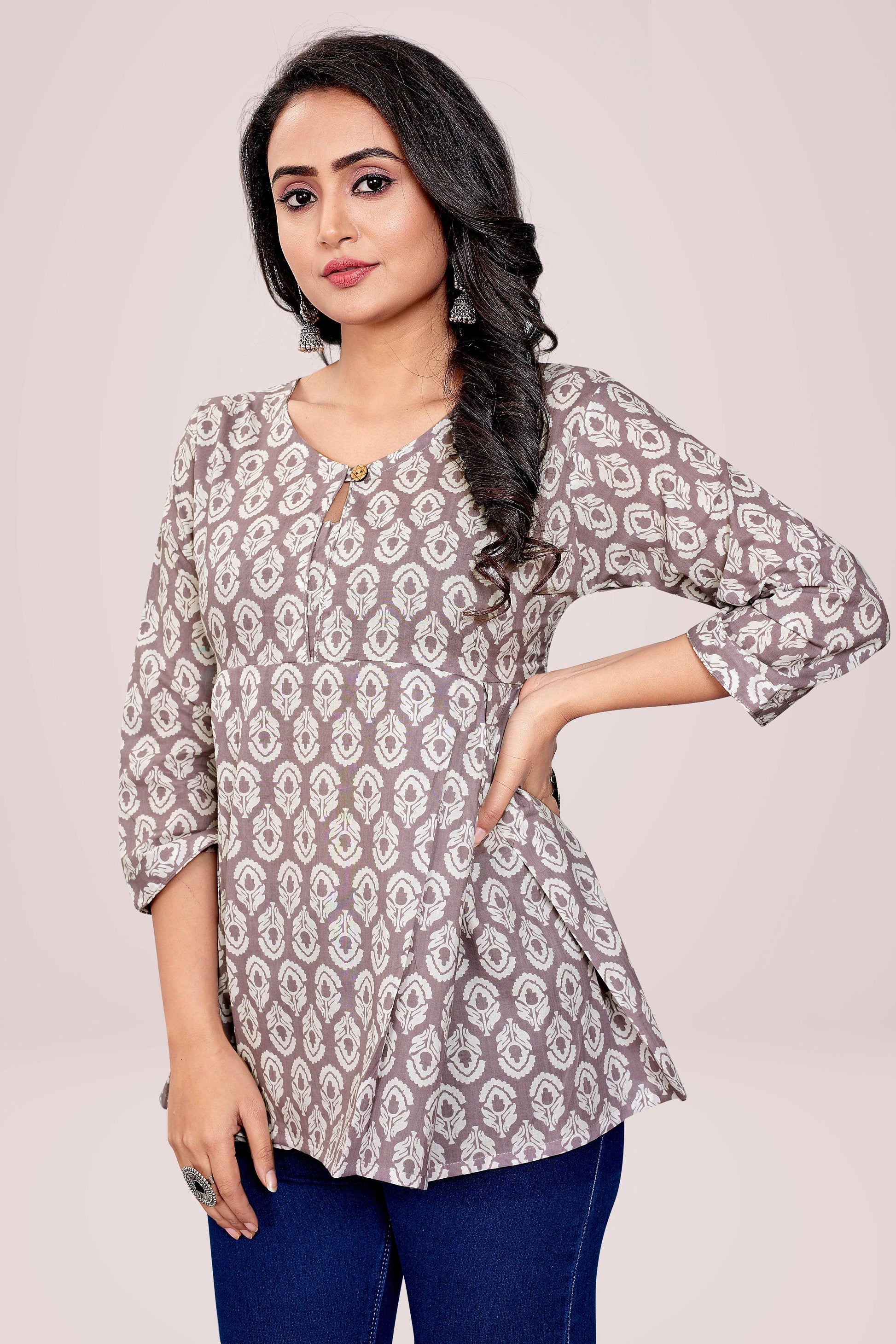 Ekisha's women printed paisley multicolor cotton tunic top short kurti - Ekisha