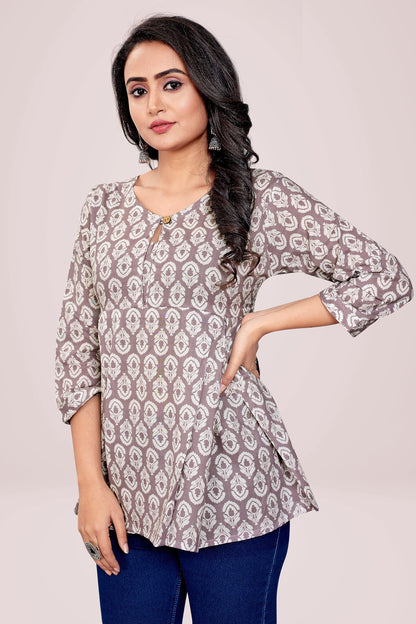 Ekisha's women printed paisley multicolor cotton tunic top short kurti - Ekisha