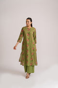 Olive Green Floral Print Cotton Coord Set