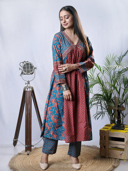 Maroon kurta with pant, another side view