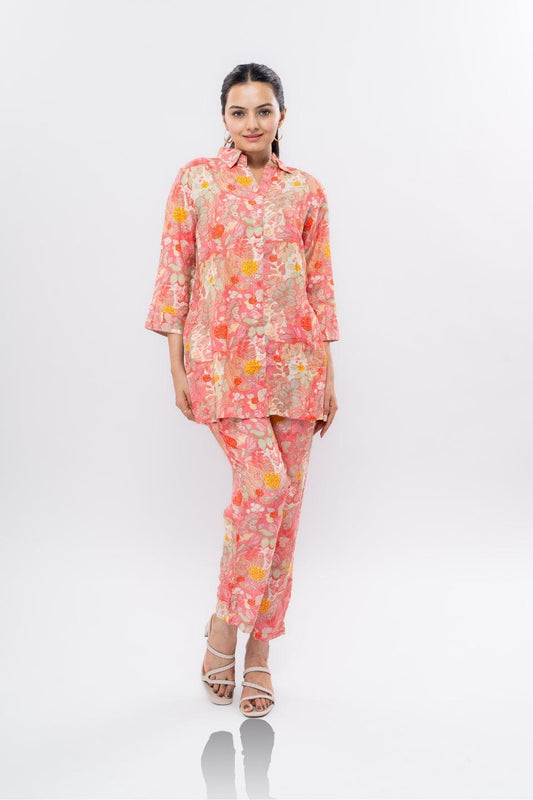 Ekisha's women muslin printed multicolor co-ord set - Ekisha