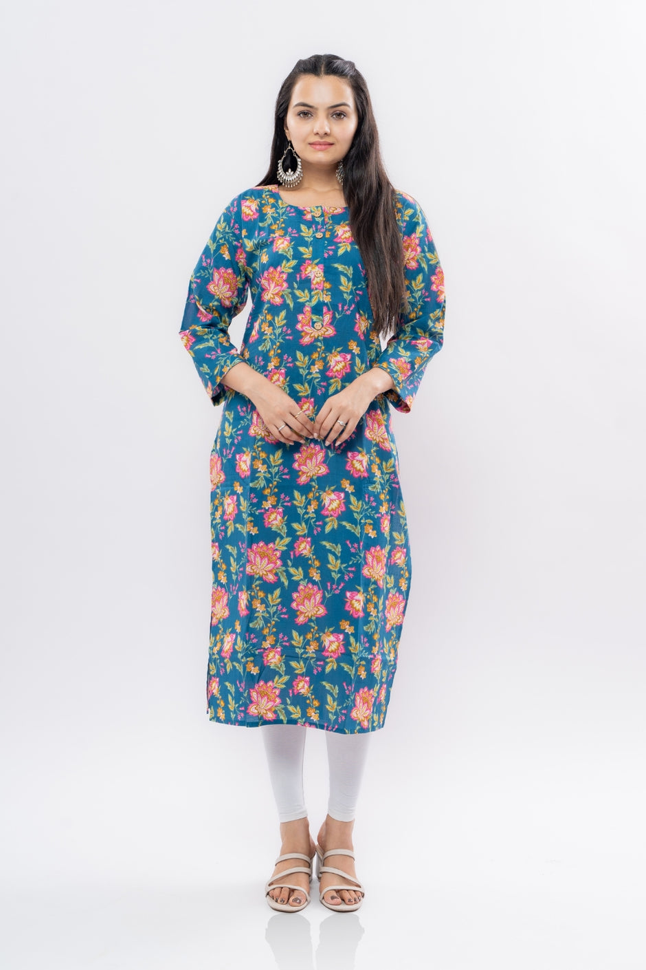 Ekisha's women printed floral light purple cotton kurta and pant set with dupatta