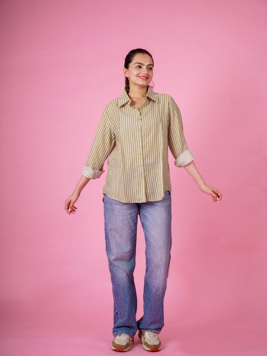 women-wearing-olive-green-mehandi-striped-shirt-jeans-ekisha