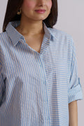 Blue Stripe Cotton Shirt for Women