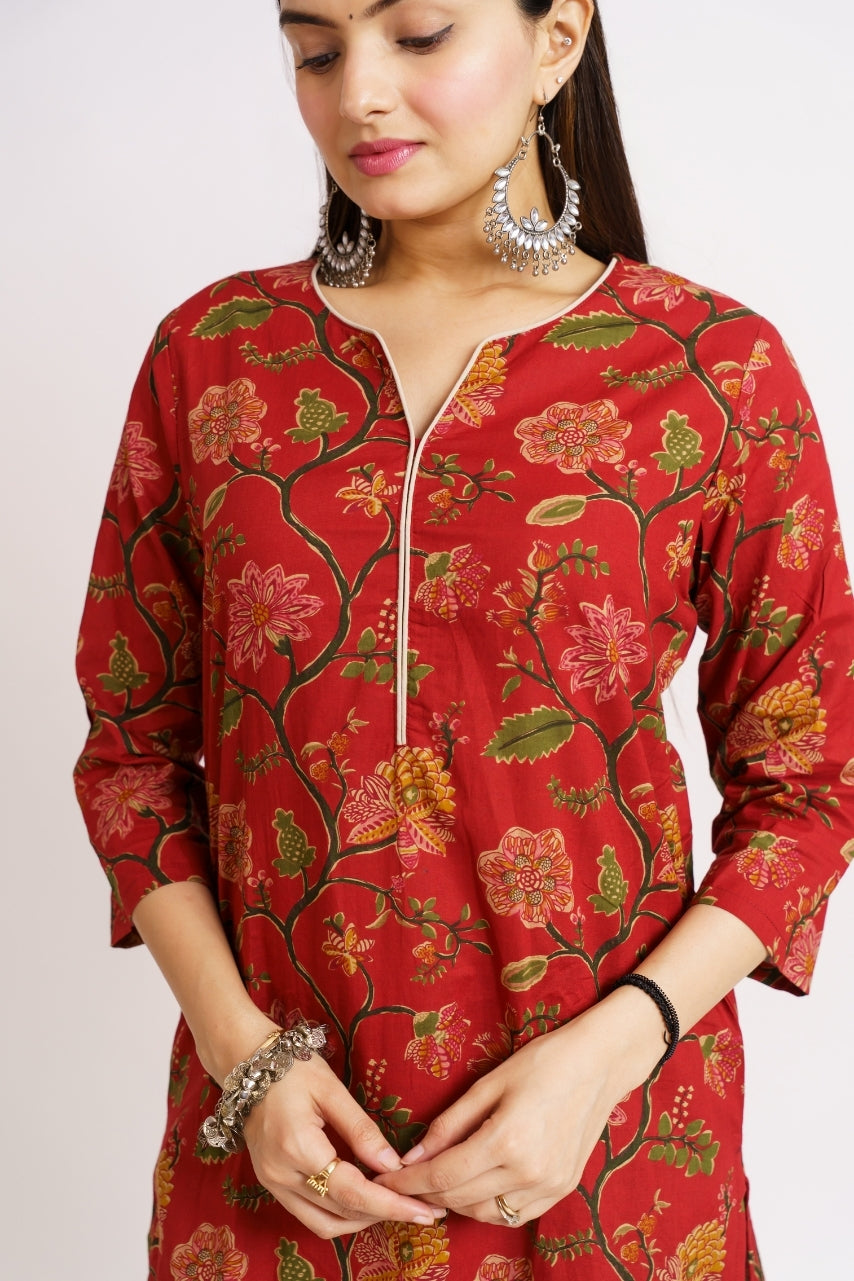 Women's multicolor floral print kurta and pants co-ord set