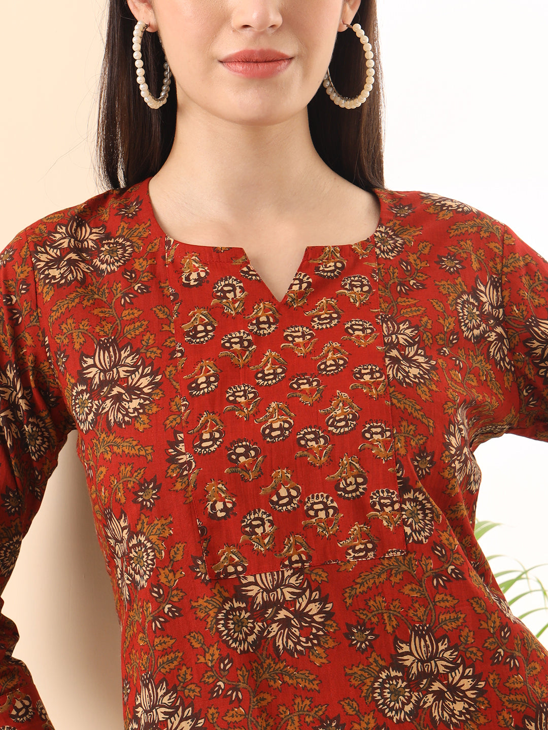 Ekisha women's peach beautiful designer printed multicolor floral printed straight kurta kurti