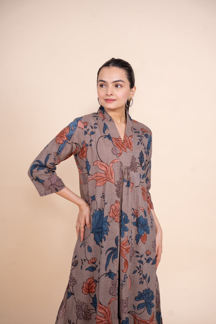 Multicolor Designer Women Printed Pure Cotton Co-Ord Set, front view