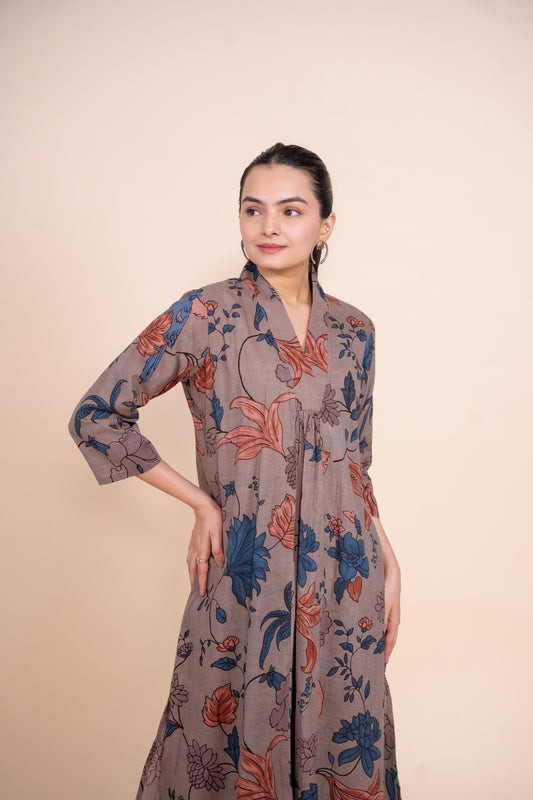 Multicolor Designer Women Printed Pure Cotton Co-Ord Set, front view