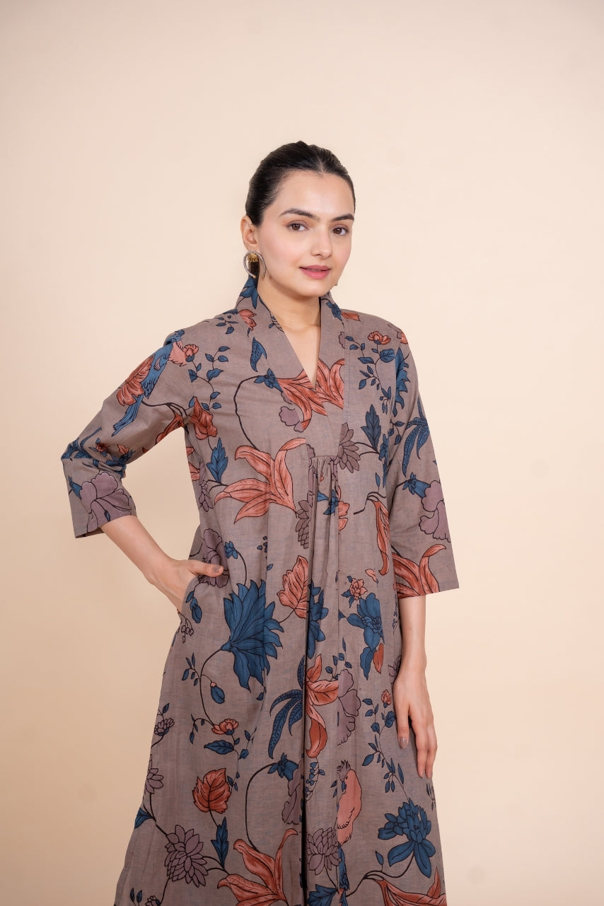 Multicolor Designer Women Printed Pure Cotton Co-Ord Set, front view 4