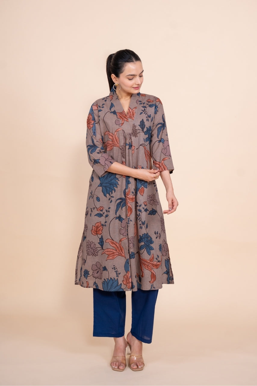 Multicolor Designer Women Printed Pure Cotton Co-Ord Set, front view 2