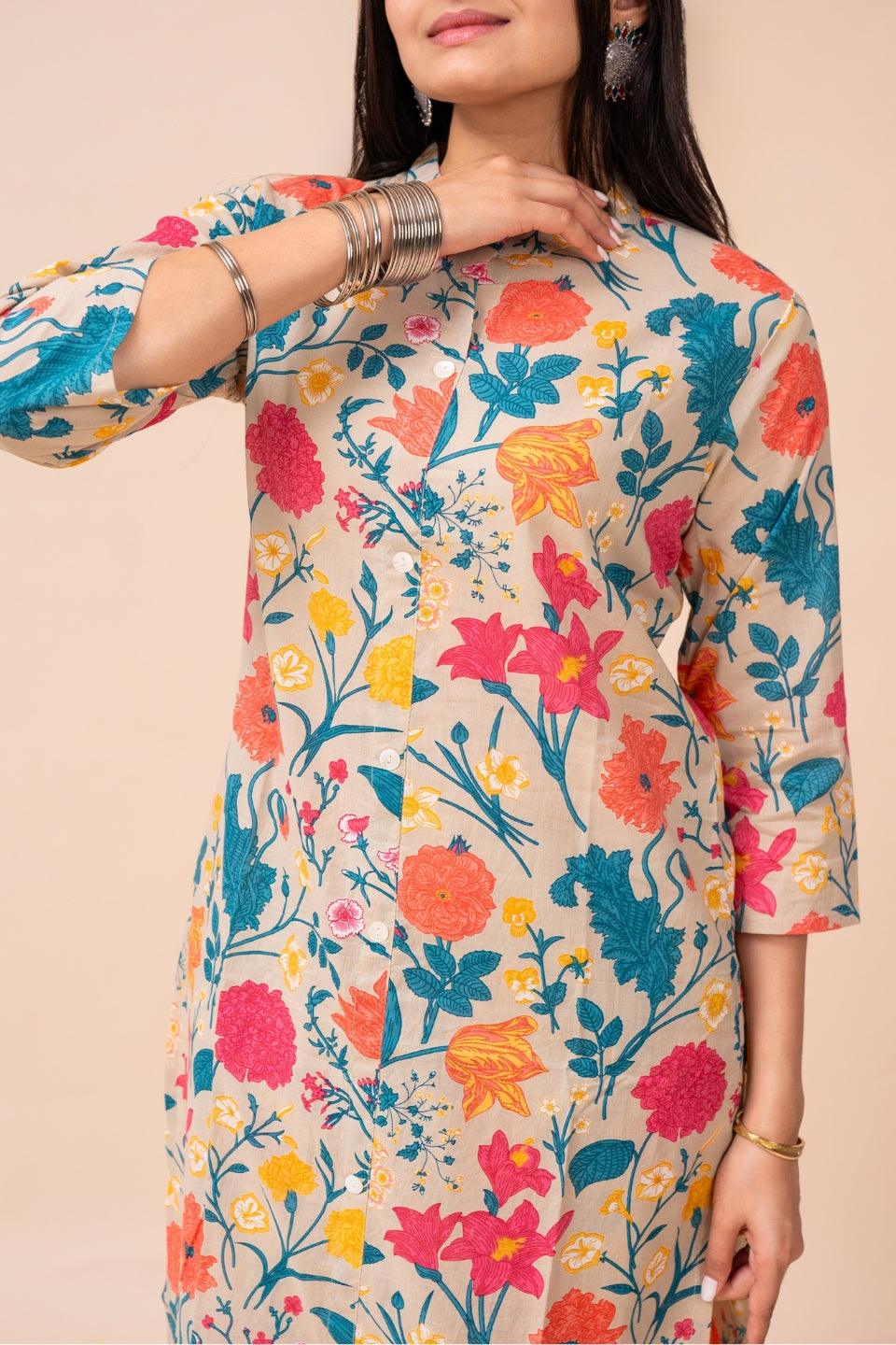 Ekisha's women multicolor floral printed cotton co-ord set lounge wear - Ekisha