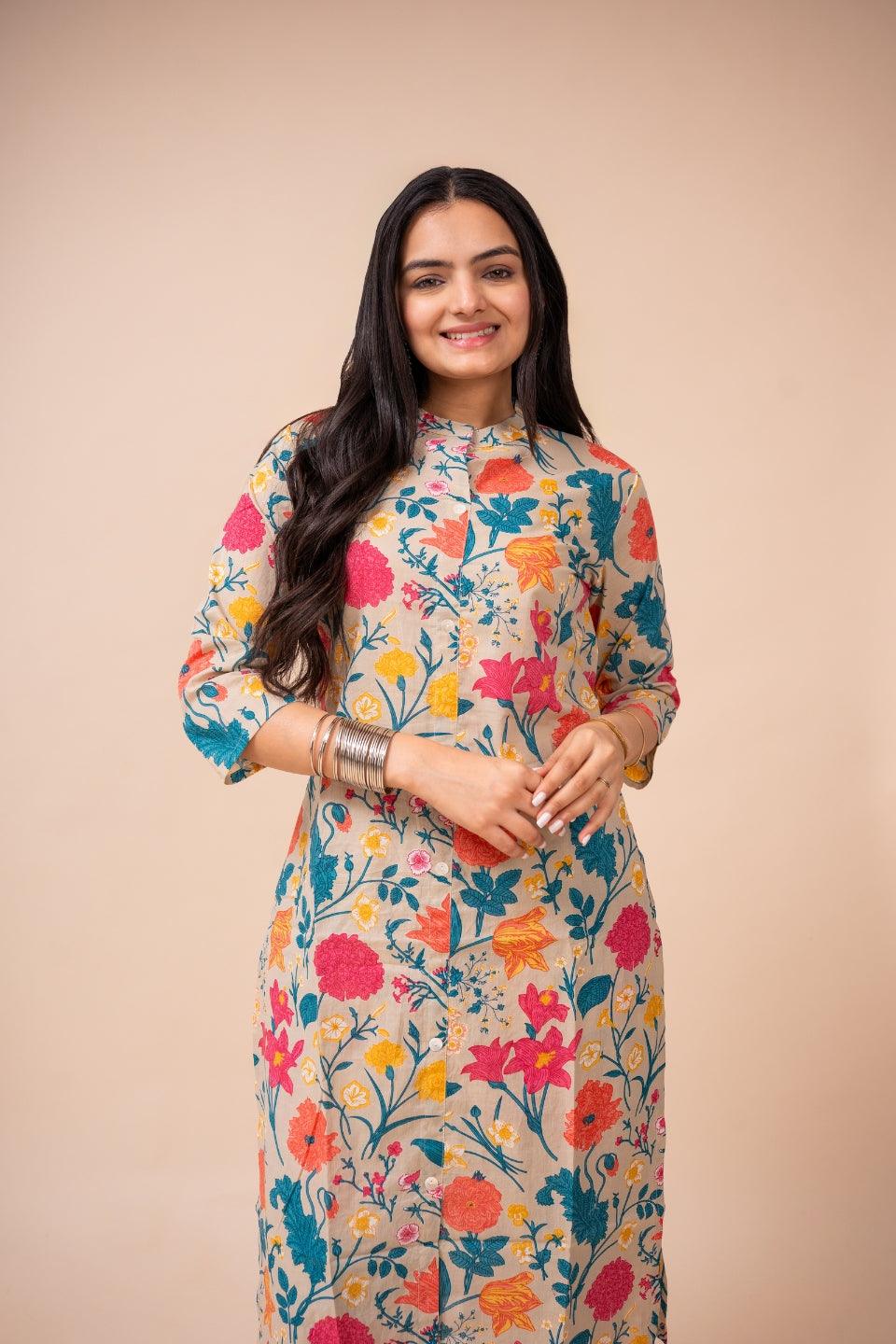Ekisha's women multicolor floral printed cotton co-ord set lounge wear - Ekisha