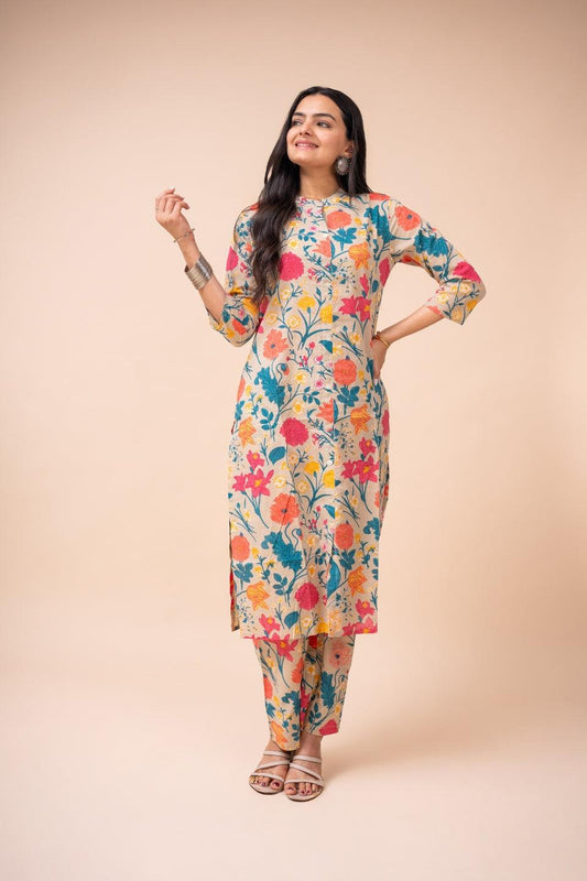 Ekisha's women multicolor floral printed cotton co-ord set lounge wear - Ekisha
