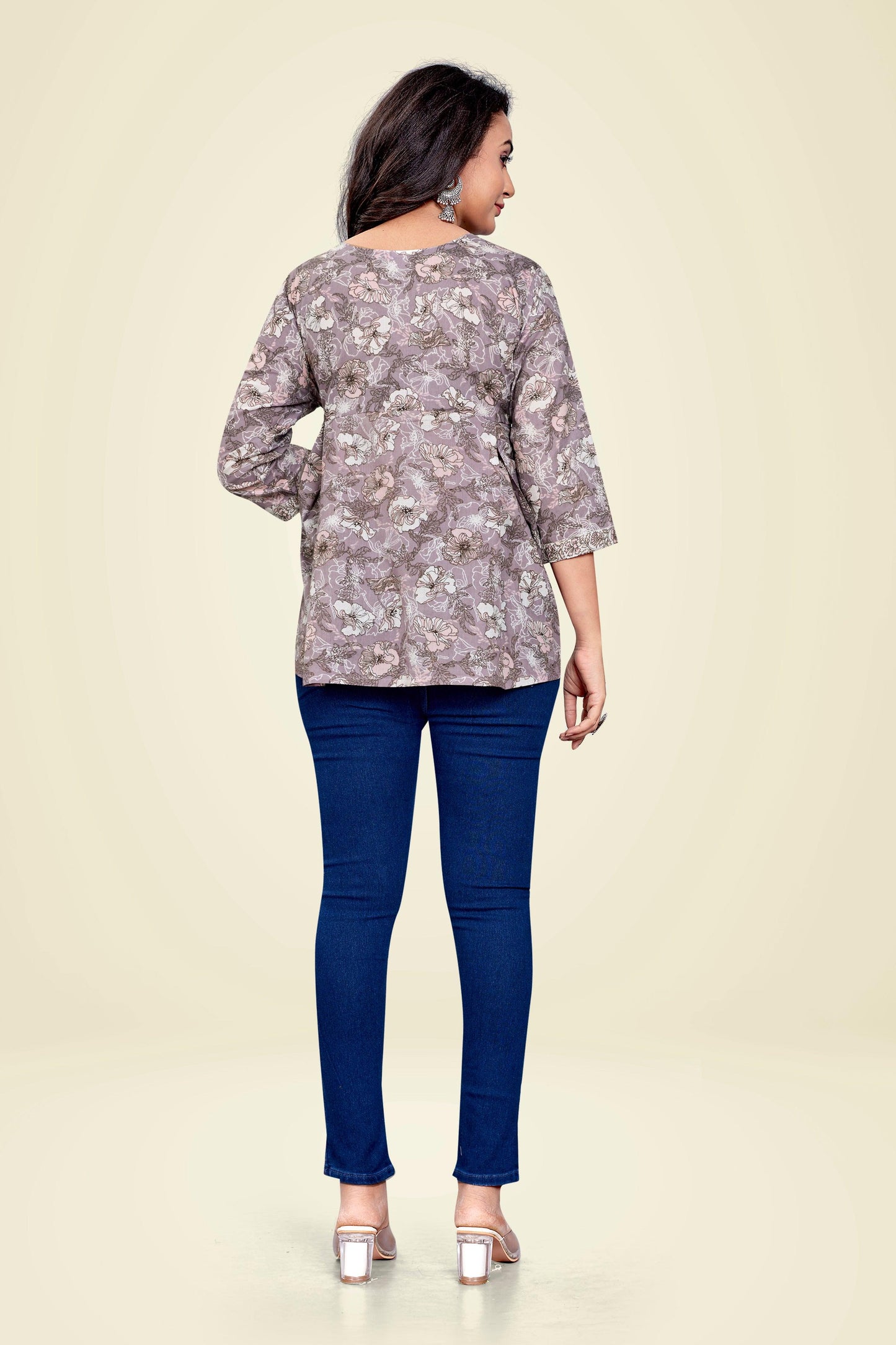 Ekisha's women printed multicolor floral designer cotton tunic top short kurti - Ekisha