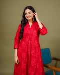 Red Floral Cotton Coord Set for Women | Lounge Wear